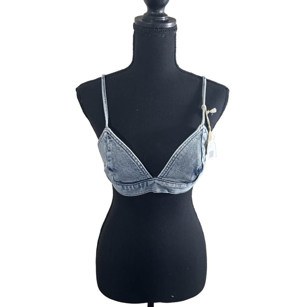 Women’s Light colored Denim Bra Top, Size S